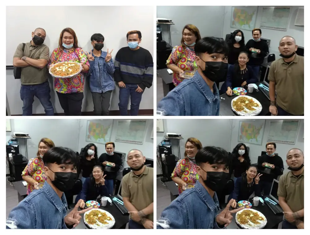 Callbox trainees celebrating with food