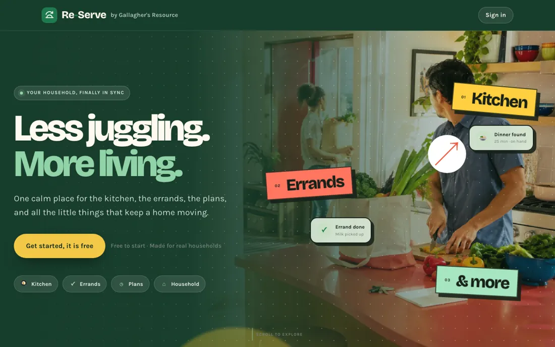 Re-Serve home page