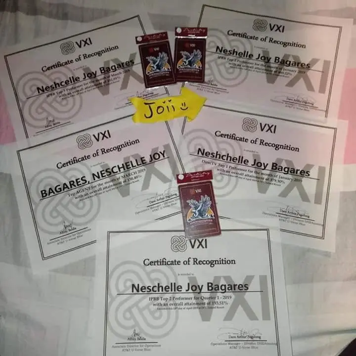 VXI top performer certificates